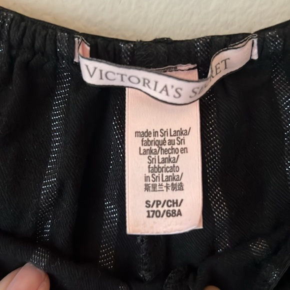 Victoria secret lace trim pajama shorts. Black and shimmer stripe. - Picture 4 of 5